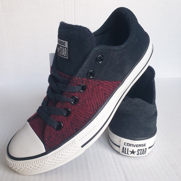 Converse Wm's Madison Low Top Sneakers w/ Black Suede & Chevron Burgundy Sz 7 - Picture 3 of 16